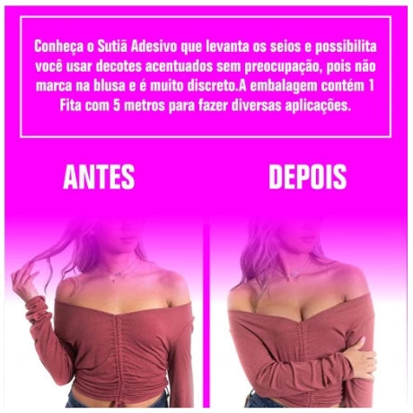 Sutiã Adesivo Fita Boob Taype levanta Seios BooB Up Invisível