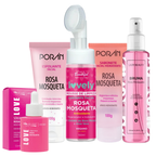 Kit Skincare Rosa Mosqueta – Limpeza, Hidratação e Revitalização Completa | Poran, Max Love, Lady Beauty, Alleva, Soul, Vivai