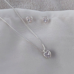 Conjunto Colar e Brinco Banhado Prata 925 a ouro 18k Ponto de Luz coração