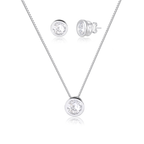 Conjunto Colar e Brinco Banhado Prata 925 a ouro 18k Ponto de Luz coração