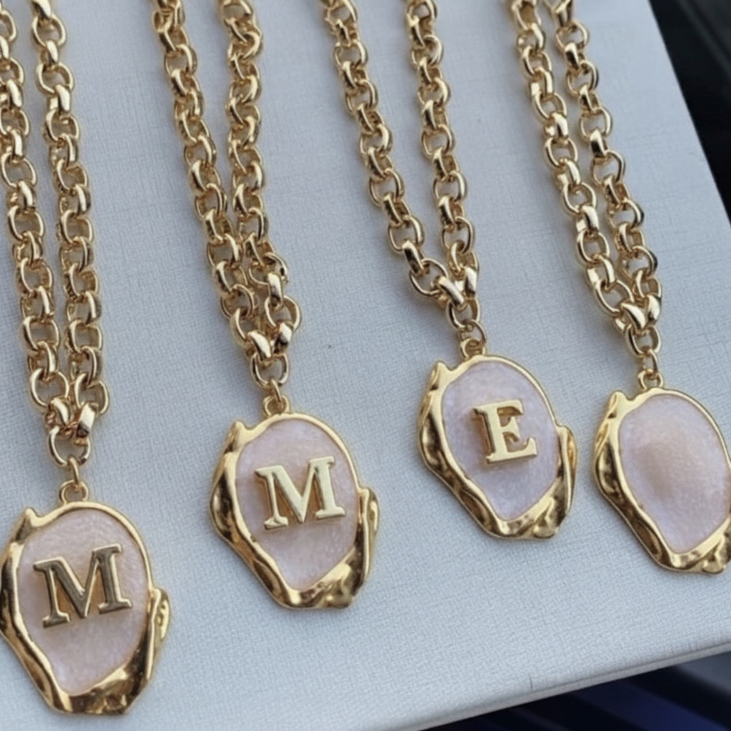 Colar Cordão Corrente Feminino Com Pingente Letra Do Nome do "A"até"Z" Banhado a ouro18k