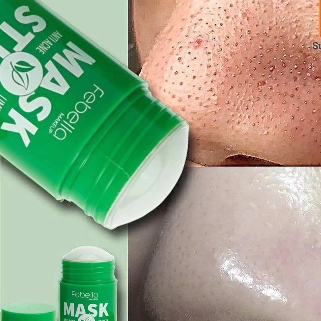 Máscara Chá Verde Remover de Cravos Anti-Acne Hidratante Beleza Pele Facial Clean Face Clareador Mask Stick FEBELLA On S