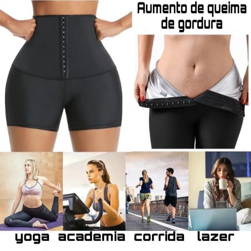 Bermuda Efeito Sauna Short Queima Goedura Modelador De Cintura Afina Barriga