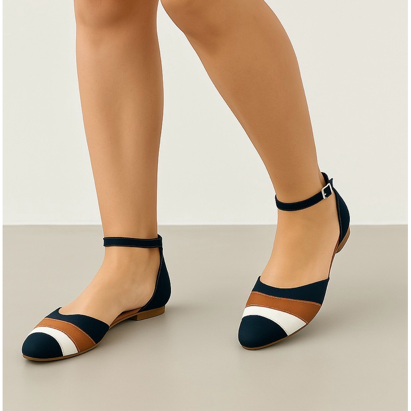 Sapatilha salome aberta feminina moda bico fino preto marrom branco sapato calçados rasteira