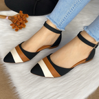 Sapatilha salome aberta feminina moda bico fino preto marrom branco sapato calçados rasteira