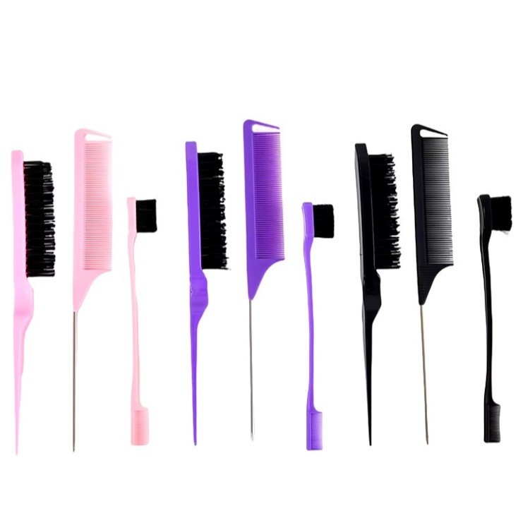 Kit com 3 Escovas Baby Hair + Pente para Lace e Sobrancelhas | Acabamento Profissional