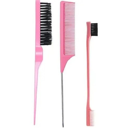 Kit com 3 Escovas Baby Hair + Pente para Lace e Sobrancelhas | Acabamento Profissional