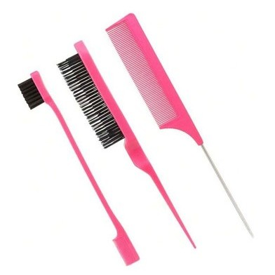 Kit com 3 Escovas Baby Hair + Pente para Lace e Sobrancelhas | Acabamento Profissional