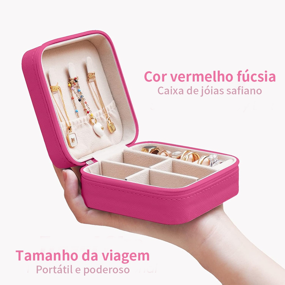 Porta-Jóias Mini Estojo Porta Joia Brincos Anéis De Bolsa para Viagem Bijuterias Organizador Colar Armazenamento Caixa