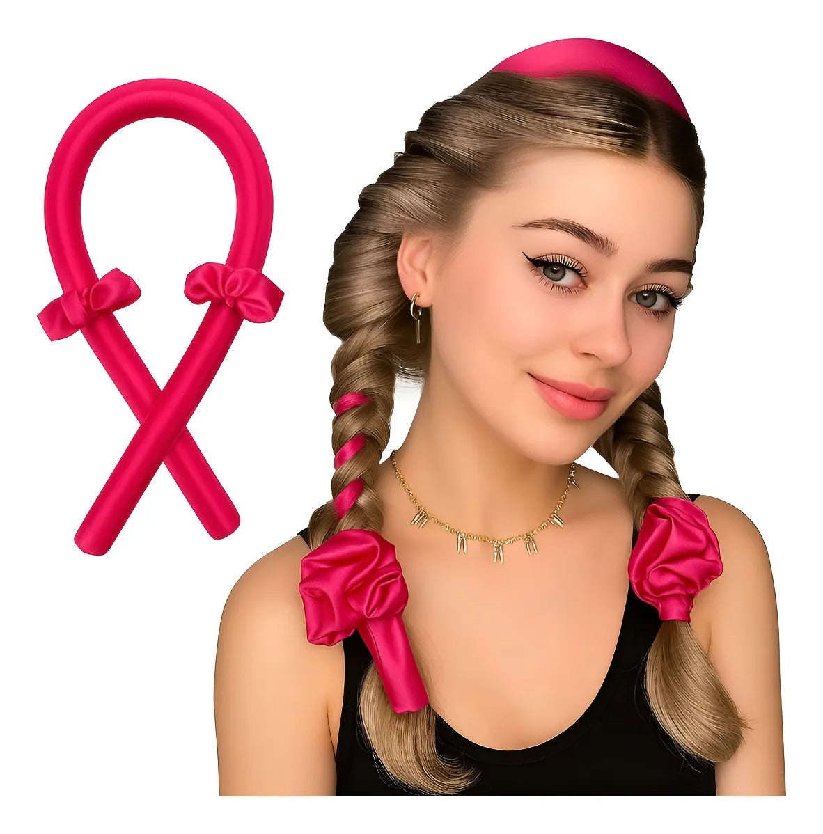 Modelador de Cachos sem Calor | Heatless Curl em Cetim + 2 Xuxinhas