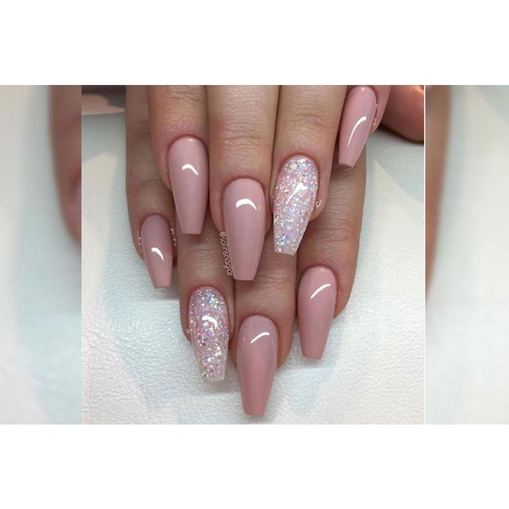 Kit 100 Unhas postiça Bailarina Natural Branca/transparente