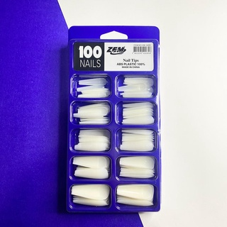 Kit 100 Unhas Postiças Bailarina – Natural / Branca / Transparente