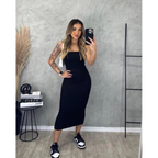 Vestido Midi Tomara que Caia Tubinho Canelado - Cores do Verão Estilo Blogueira para Arrasar!