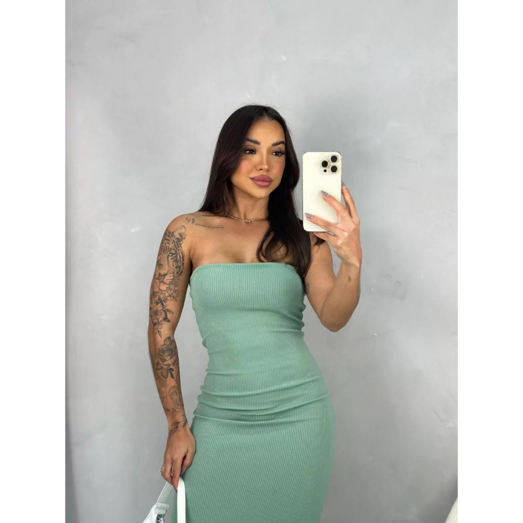 Vestido Midi Tomara que Caia Tubinho Canelado - Cores do Verão Estilo Blogueira para Arrasar!