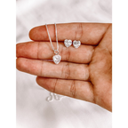Conjunto Colar e Brinco Banhado Prata 925 a ouro 18k Ponto de Luz coração