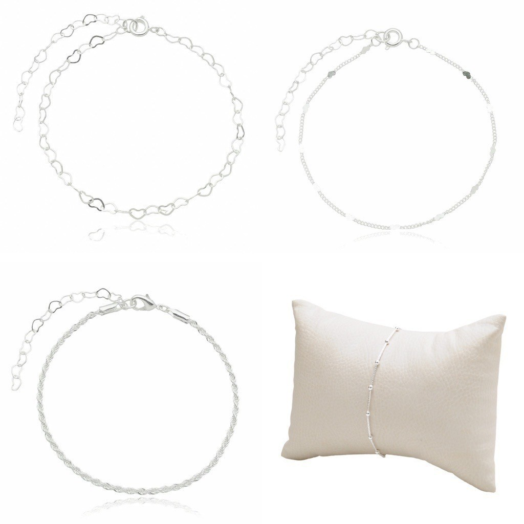 Kit 04 Pulseiras Prata 925 Femininas Banhadas a ouro 18k