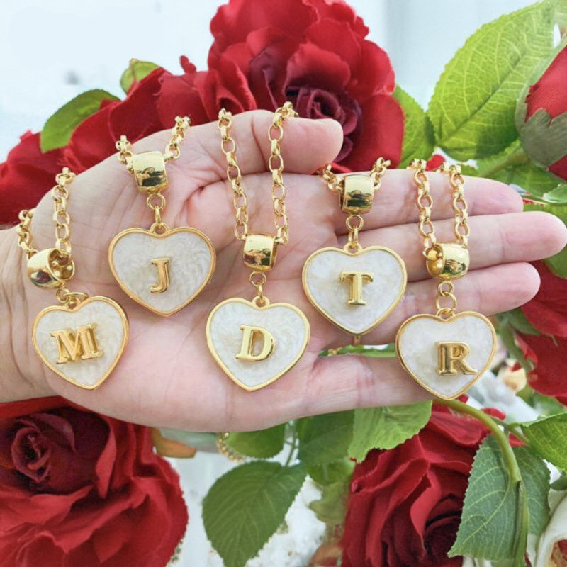 Colar Coração Com Pingente Letra Inicial do Nome Super Tendência Feminino colares de ouro presente