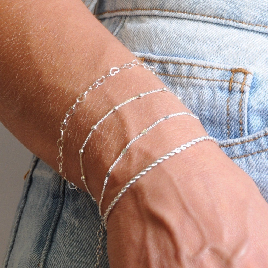 Kit 04 Pulseiras Prata 925 Femininas Banhadas a ouro 18k