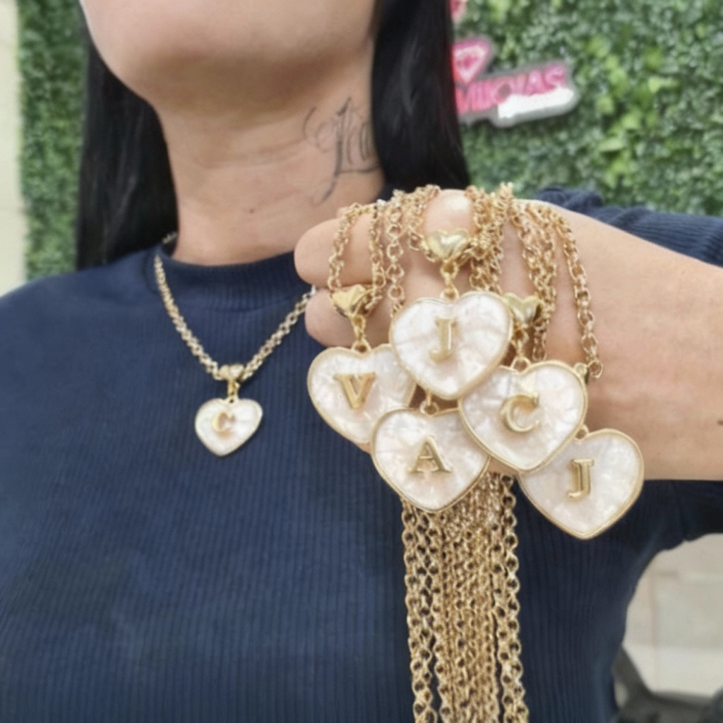 Colar Coração Com Pingente Letra Inicial do Nome Super Tendência Feminino colares de ouro presente