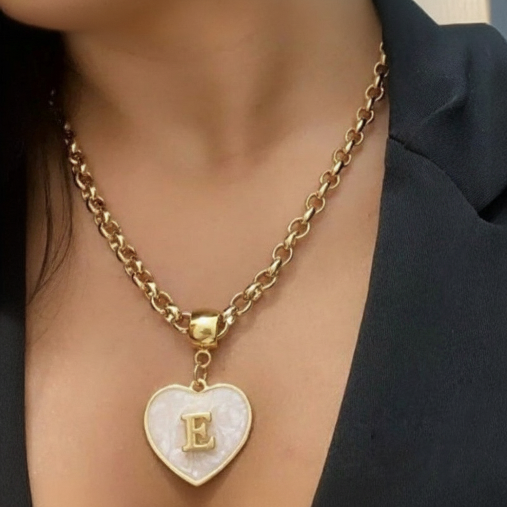 Colar Coração Com Pingente Letra Inicial do Nome Super Tendência Feminino colares de ouro presente