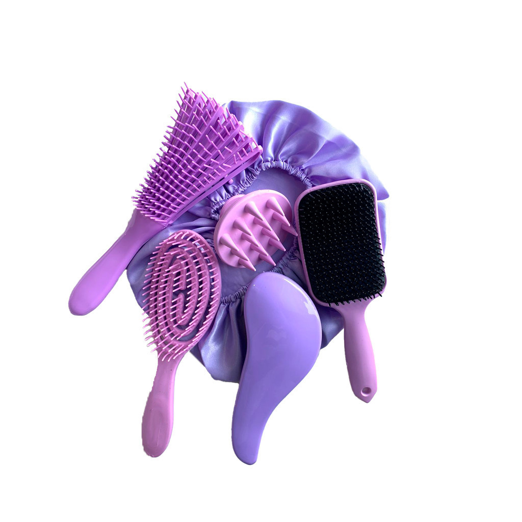 Kit com 5 Escovas + Touca de Cetim – Cuidados Completos para Todos os Tipos de Cabelo